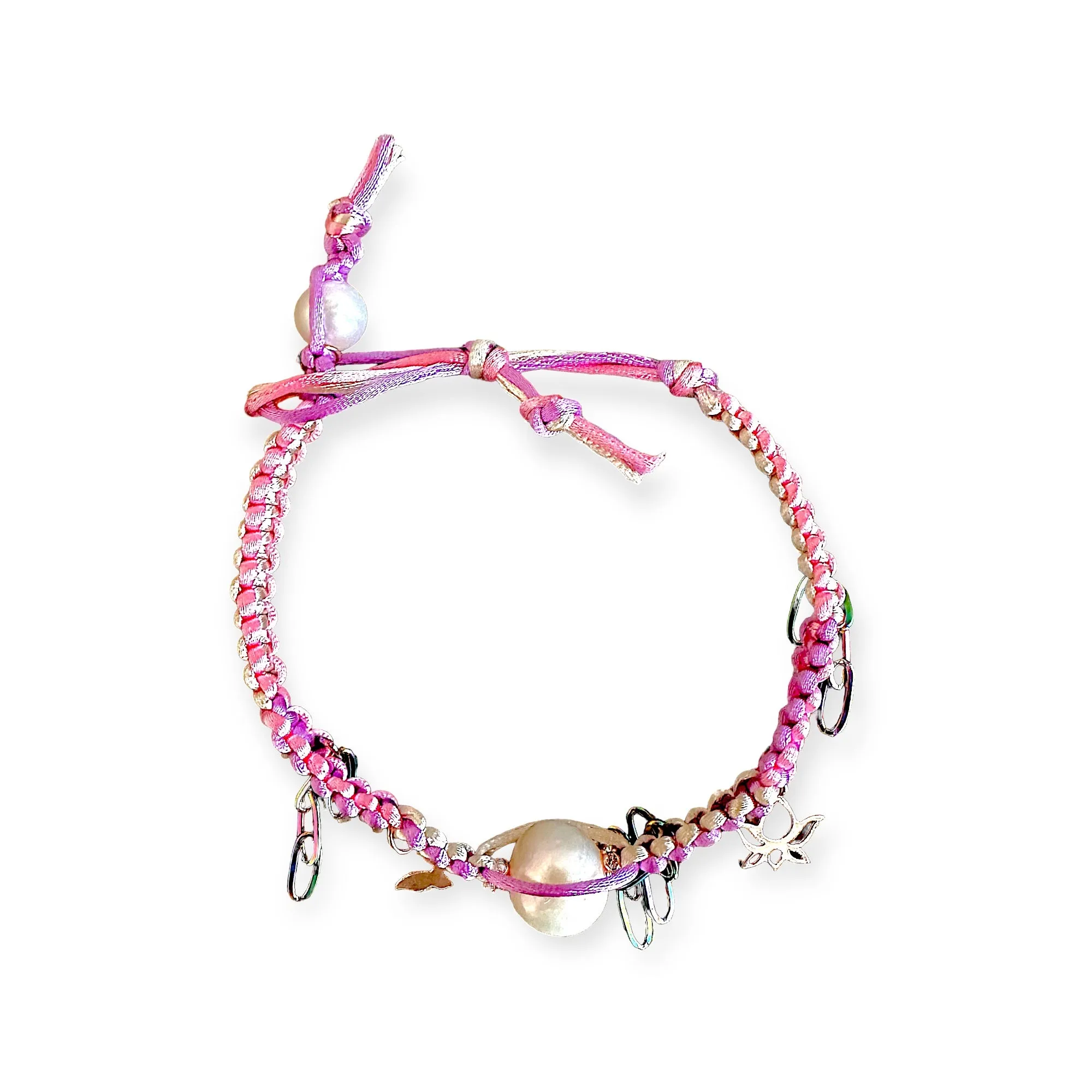 BARBIE MAGICAL GARDEN PEARL ROSE GOLD LUCKY CHARM SILK ROCKER ANKLET