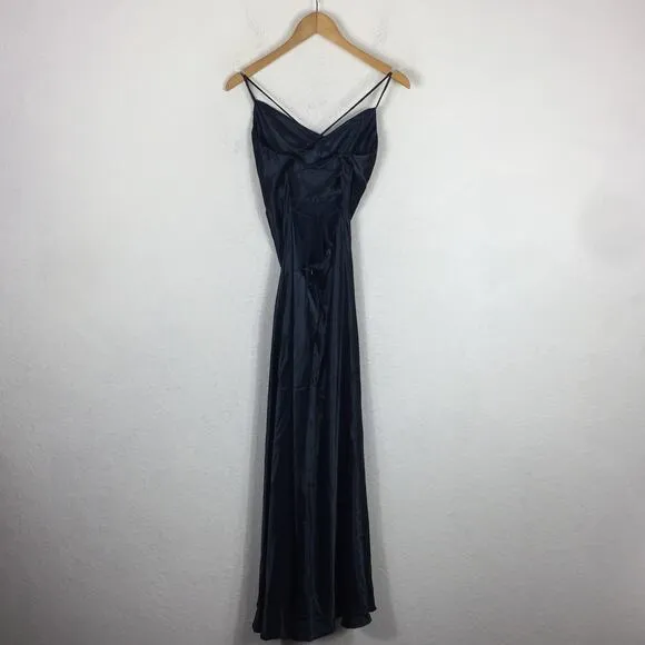 Bardot Estelle Navy Satin Drape Midi Dress Size 10/ Large