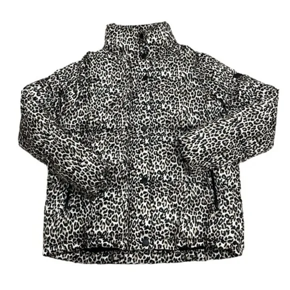 BCBGeneration Leopard-Print Hooded Puffer Coat, Size Small