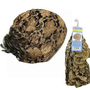 Beauty Town Mesh Lace Flower Cap Gold #21352