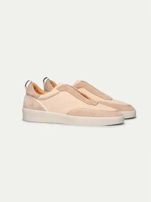 Beige Leather and Suede Astrid Lace Up Sneakers - Sneakers