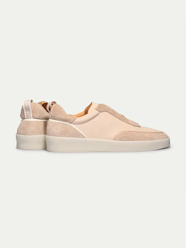Beige Leather and Suede Astrid Lace Up Sneakers - Sneakers