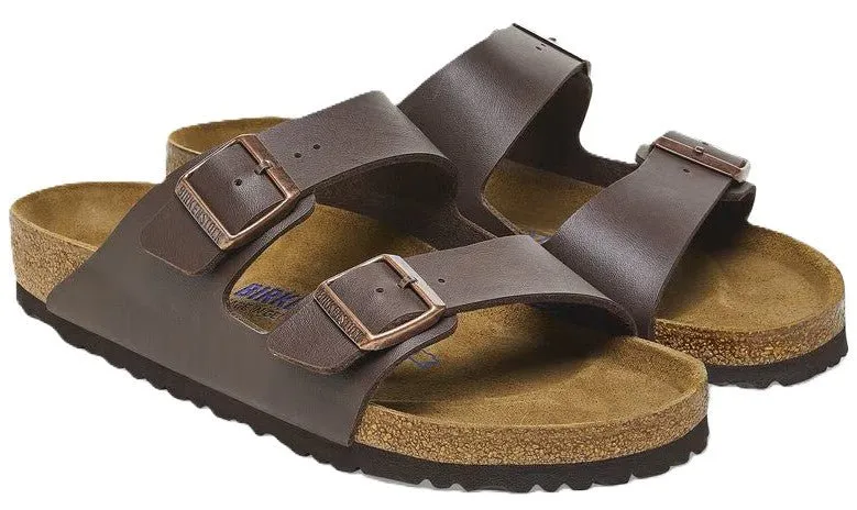 Birkenstock Arizona Sandals - Dark Brown Birko-Flor | Soft Footbed