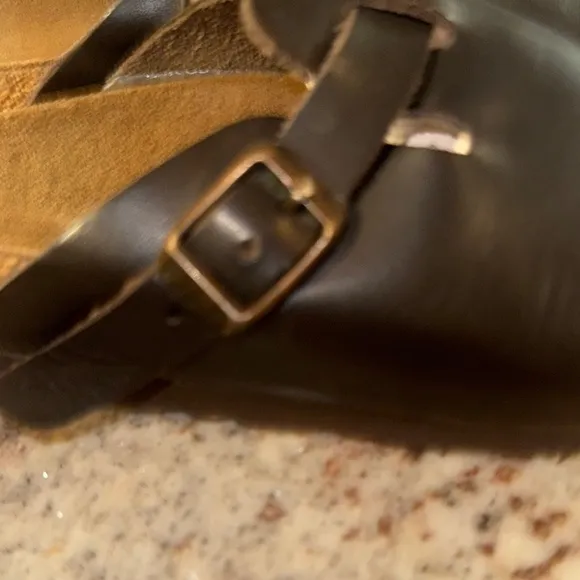 Birkenstock Black Slippers with Leather Upper and Cork Footbed