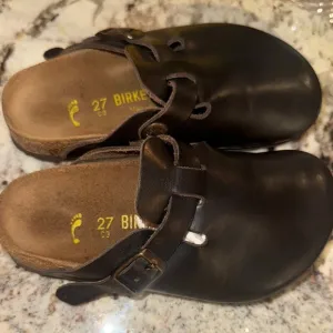 Birkenstock Black Slippers with Leather Upper and Cork Footbed