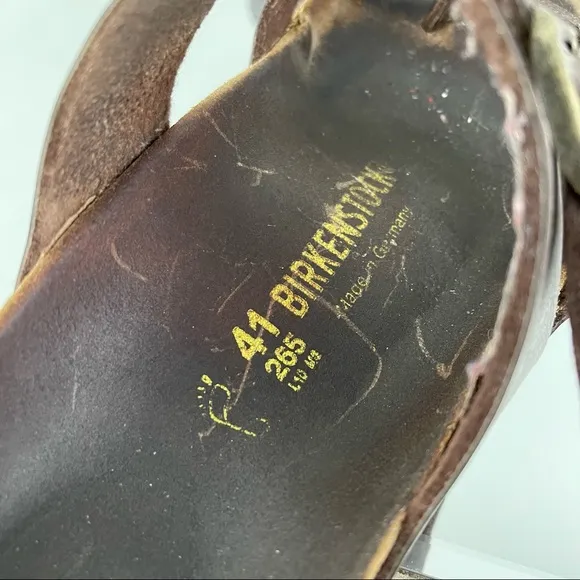 BIRKENSTOCK Brown Leather Mayari Golden Brown Birko-Flor Strappy Sandals