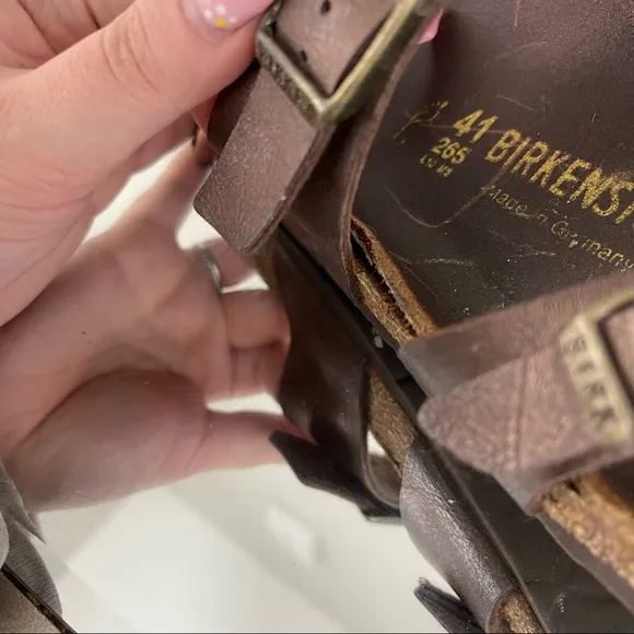 BIRKENSTOCK Brown Leather Mayari Golden Brown Birko-Flor Strappy Sandals