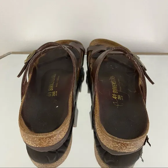 BIRKENSTOCK Brown Leather Mayari Golden Brown Birko-Flor Strappy Sandals