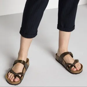 BIRKENSTOCK Brown Leather Mayari Golden Brown Birko-Flor Strappy Sandals