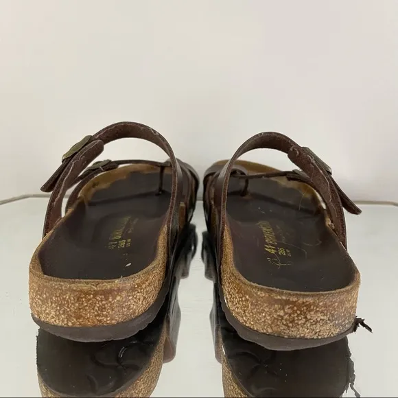 BIRKENSTOCK Brown Leather Mayari Golden Brown Birko-Flor Strappy Sandals