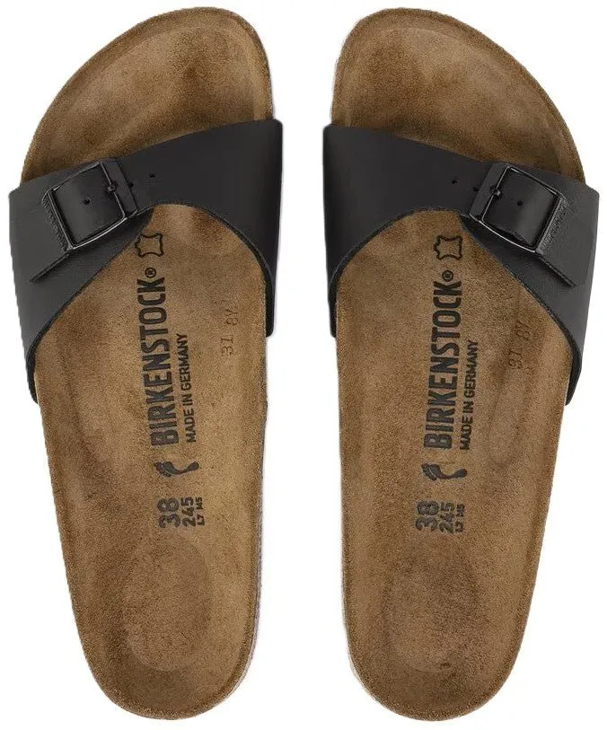 Birkenstock Madrid Sandals - Black Birko-Flor | Comfortable Cork Footbed