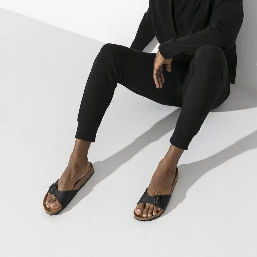 Birkenstock Madrid Sandals - Black Birko-Flor | Comfortable Cork Footbed