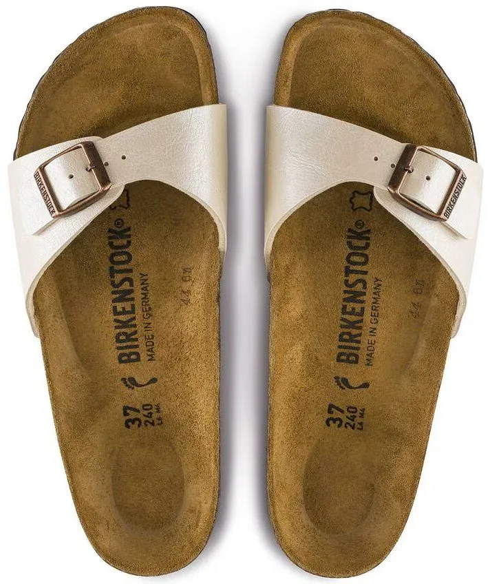 Birkenstock Madrid Sandals - Graceful Pearl White Birko-Flor | Comfortable Cork Footbed
