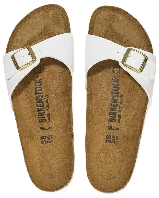 Birkenstock Madrid Sandals - White Patent Birko-Flor | Comfortable Cork Footbed