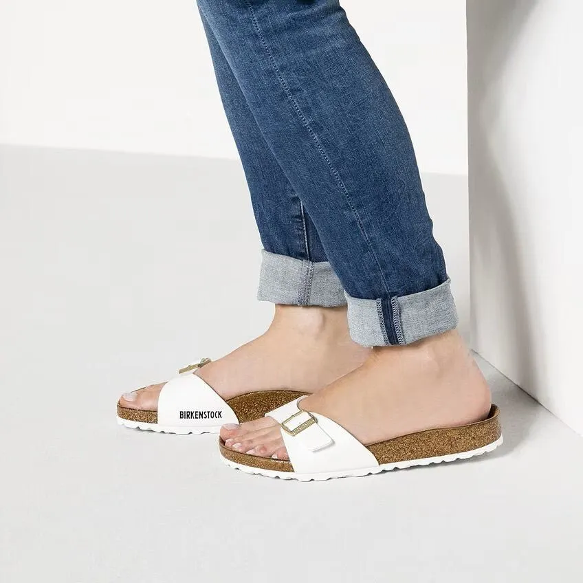 Birkenstock Madrid Sandals - White Patent Birko-Flor | Comfortable Cork Footbed