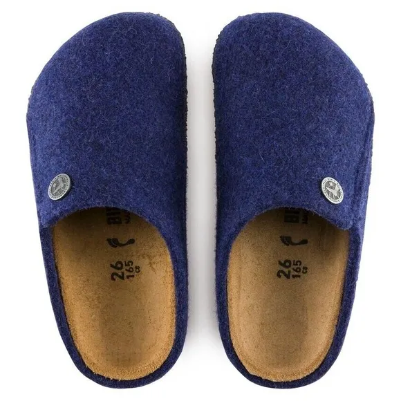 Birkenstock Zermatt Kids Wool Felt Dunkelblau Slippers US K8 EU26 Narrow 1016528