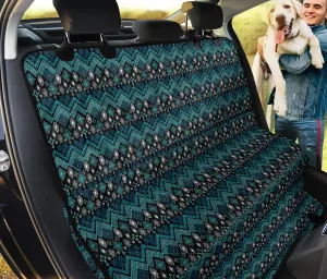 Black and Teal Ethnic Pattern Back Seat Cover For Pets