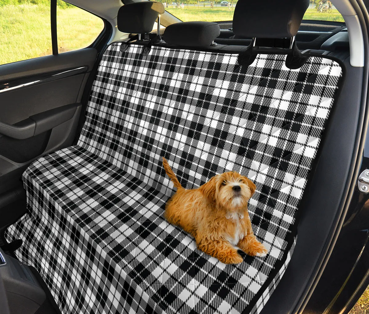 Black and White Plaid Pattern Tartan Back Seat Cover Pet Hammock