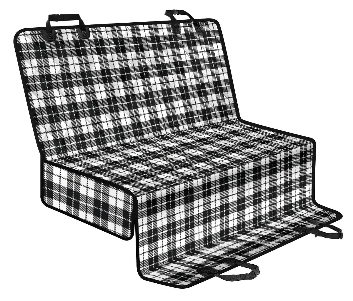 Black and White Plaid Pattern Tartan Back Seat Cover Pet Hammock