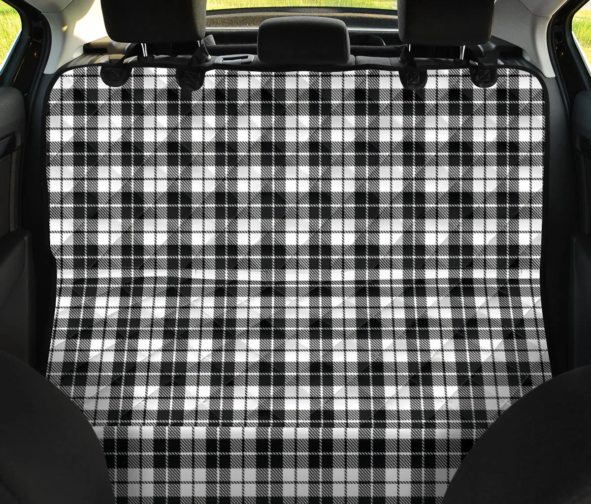 Black and White Plaid Pattern Tartan Back Seat Cover Pet Hammock