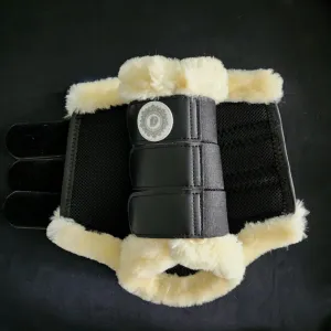 Black Breathable air Boots with faux fur trim
