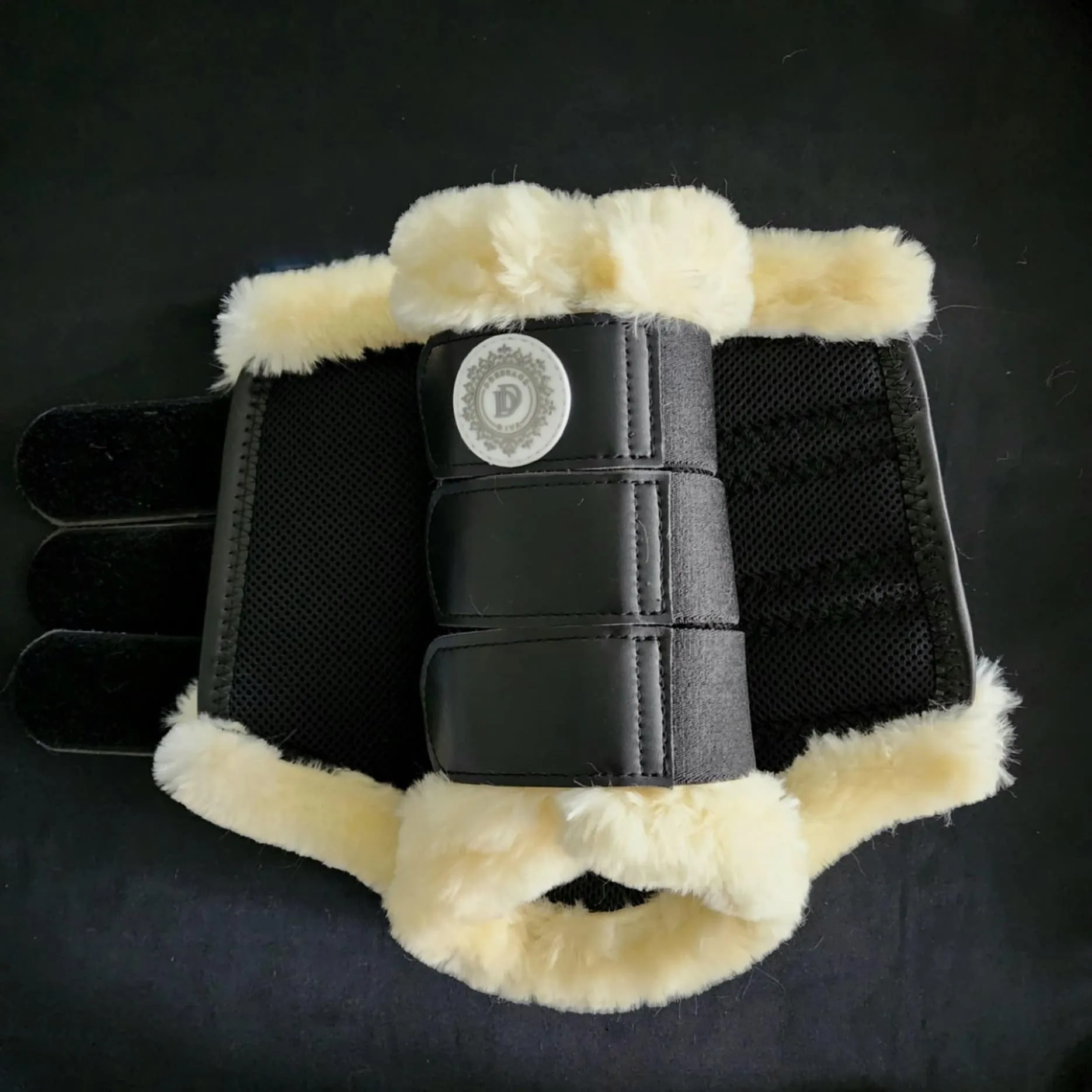 Black Breathable air Boots with faux fur trim