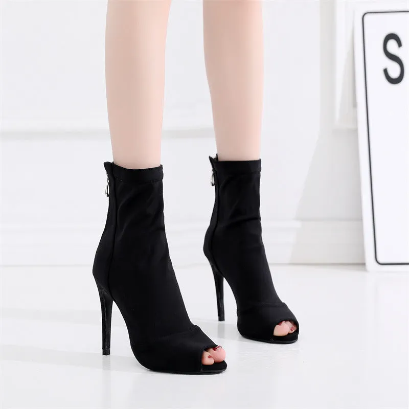 Black Elastic Latin Dance Heels
