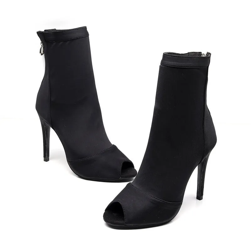 Black Elastic Latin Dance Heels