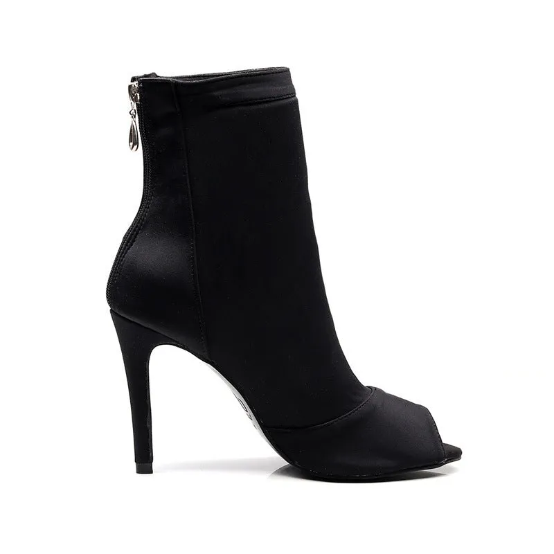 Black Elastic Latin Dance Heels