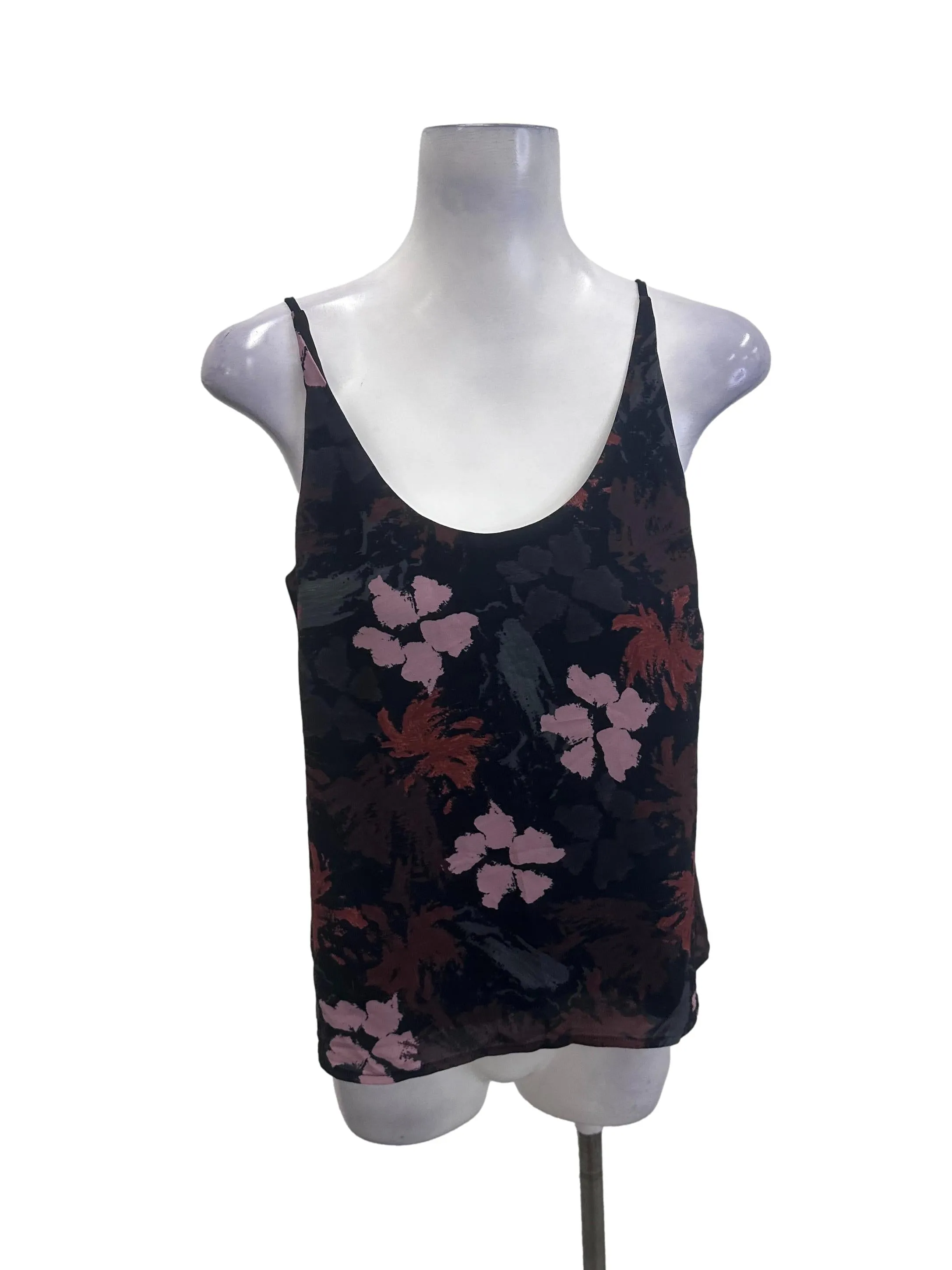 Black Floral Slip Top