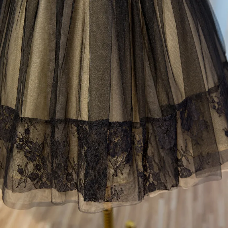 Black Lace Tulle Simple Homecoming Dress Pretty Short Party Dress OK916