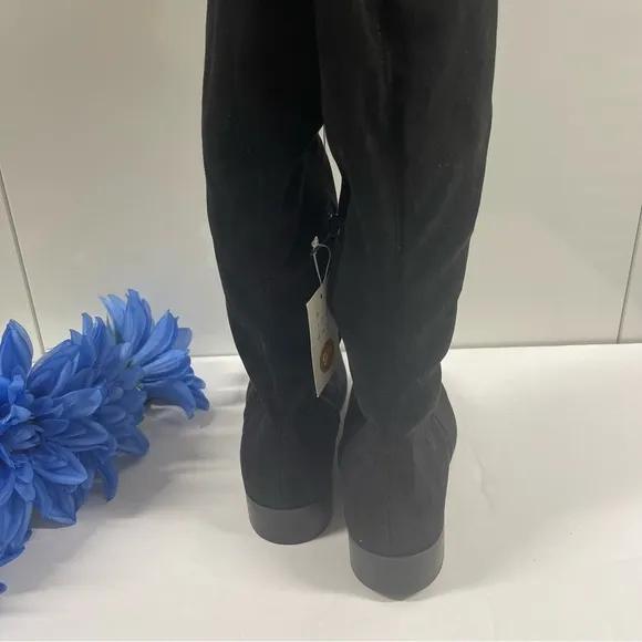 BLACK MICROSUEDE OTK BOOTS