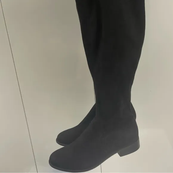 BLACK MICROSUEDE OTK BOOTS
