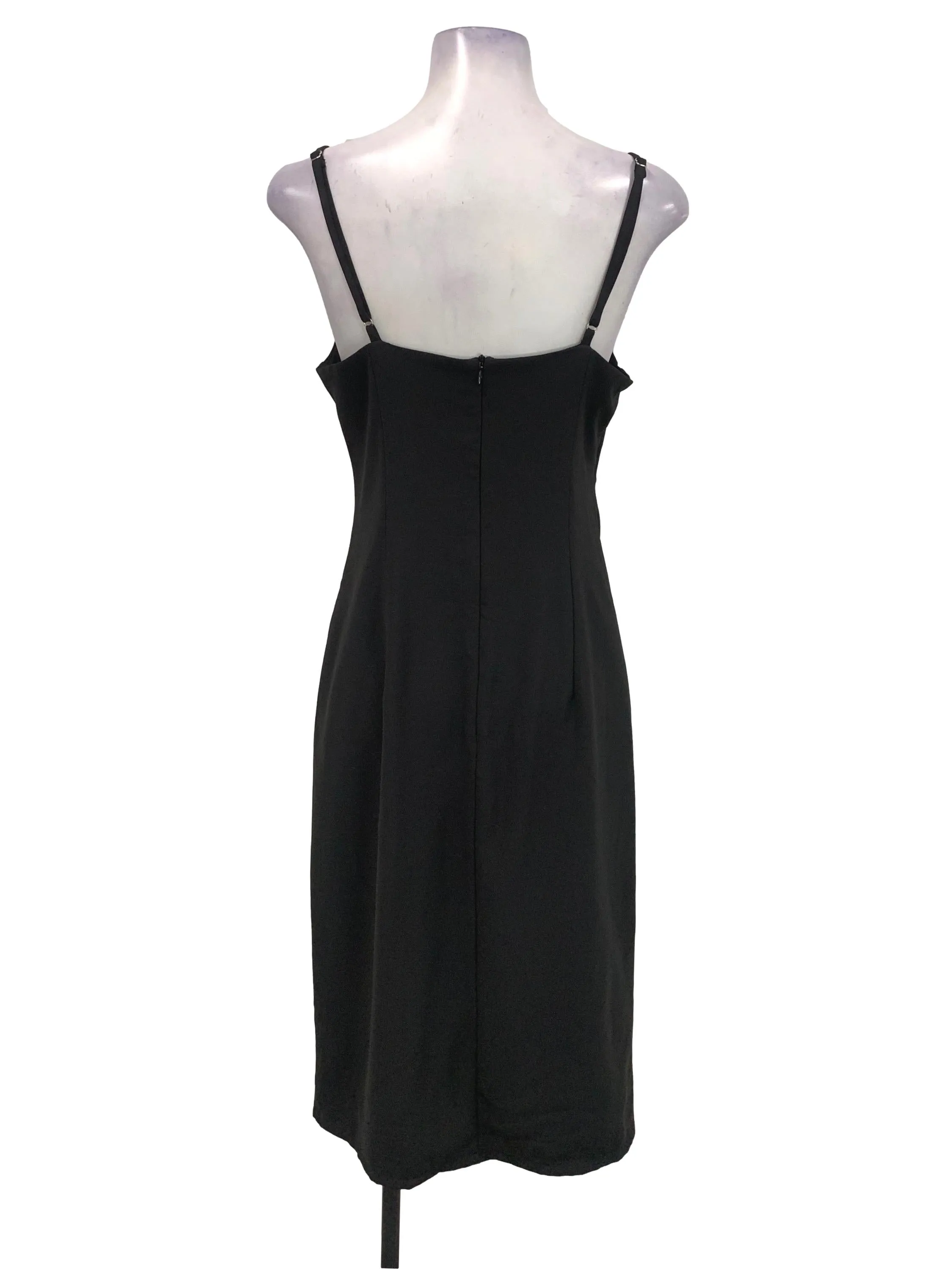 Black Ruched Side Slip Dress