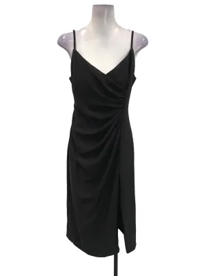 Black Ruched Side Slip Dress