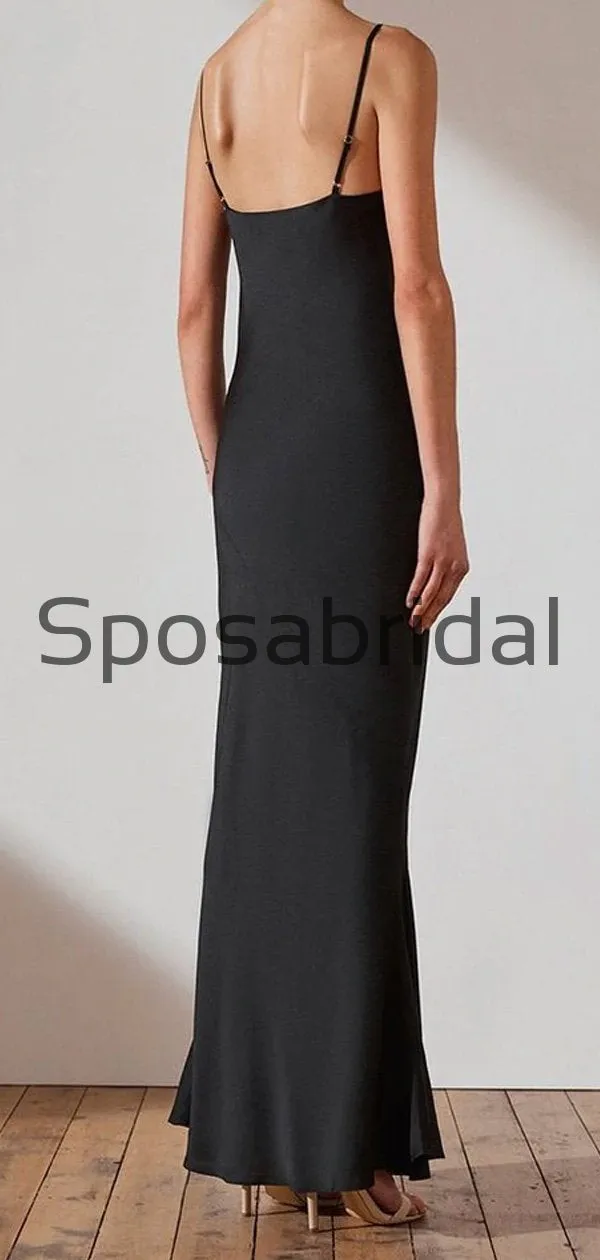 Black Simple Inexpensive Elegant Long Bridesmaid Dresses WG837