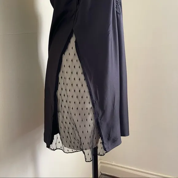 Black Slip Dress With Mesh Panels