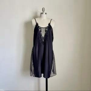 Black Slip Dress With Mesh Panels