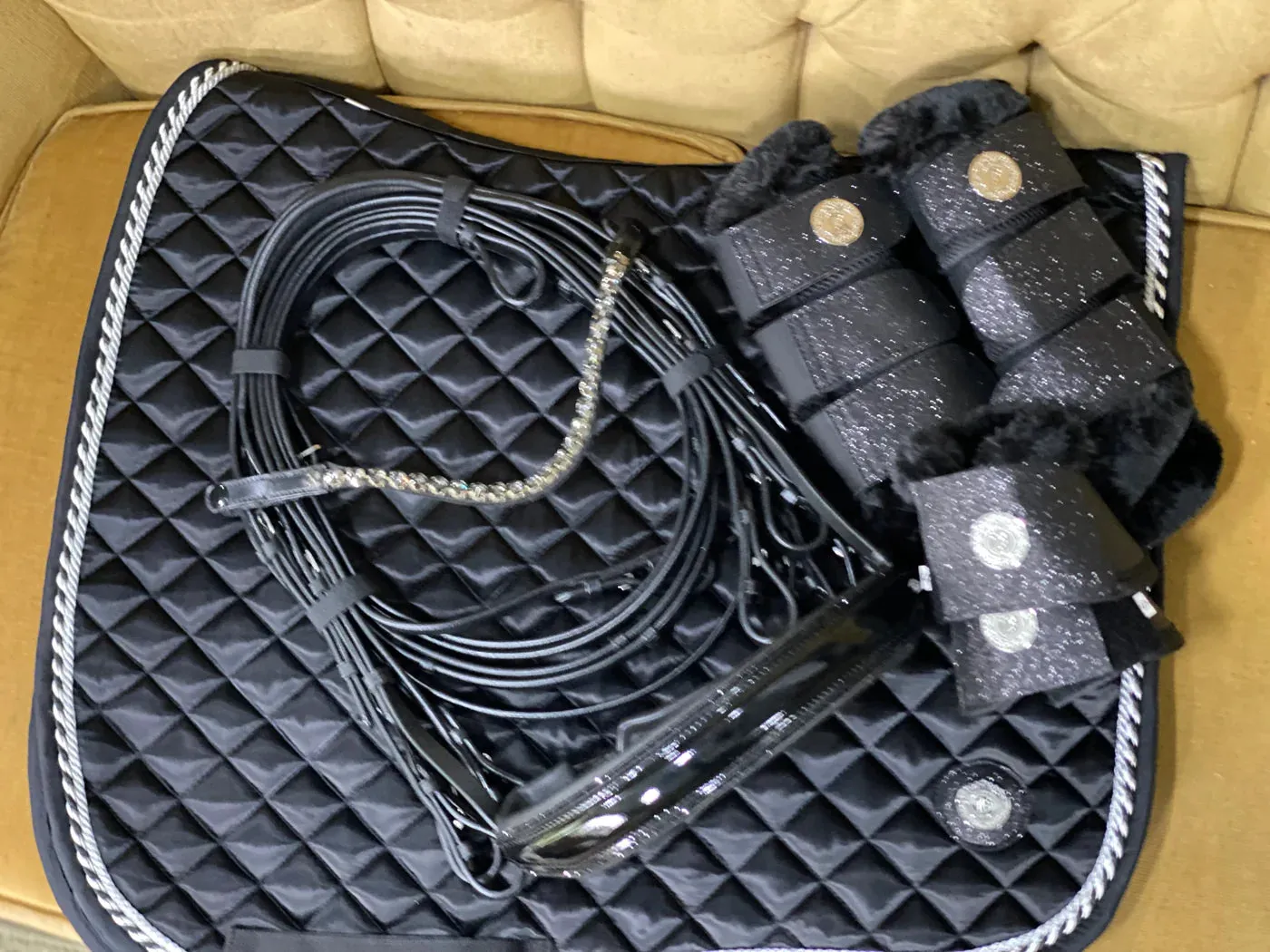 Black Sparkle Exercise Boots & matching bell boots