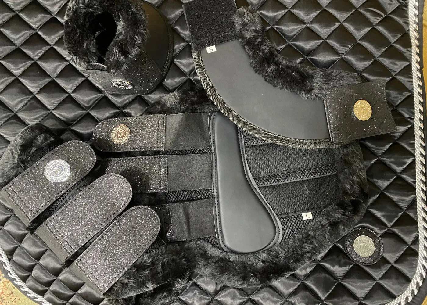 Black Sparkle Exercise Boots & matching bell boots