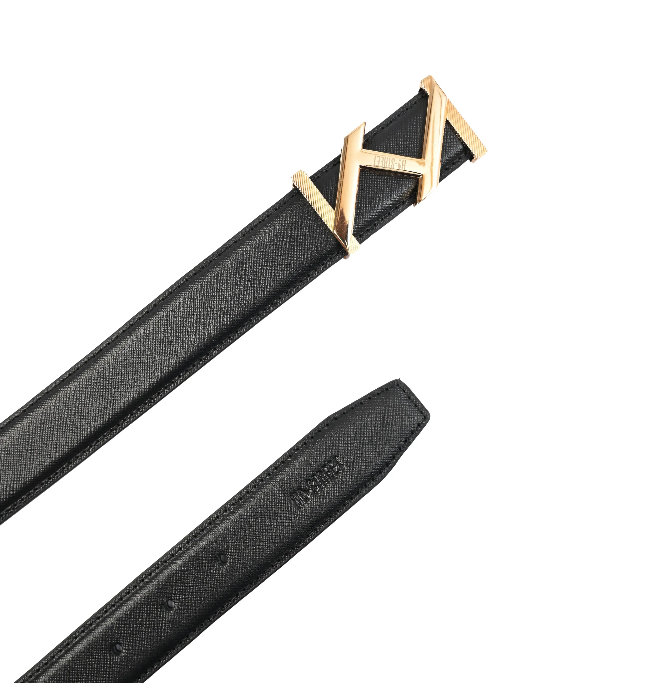 BLACK TEXTURE LEATHER BELT