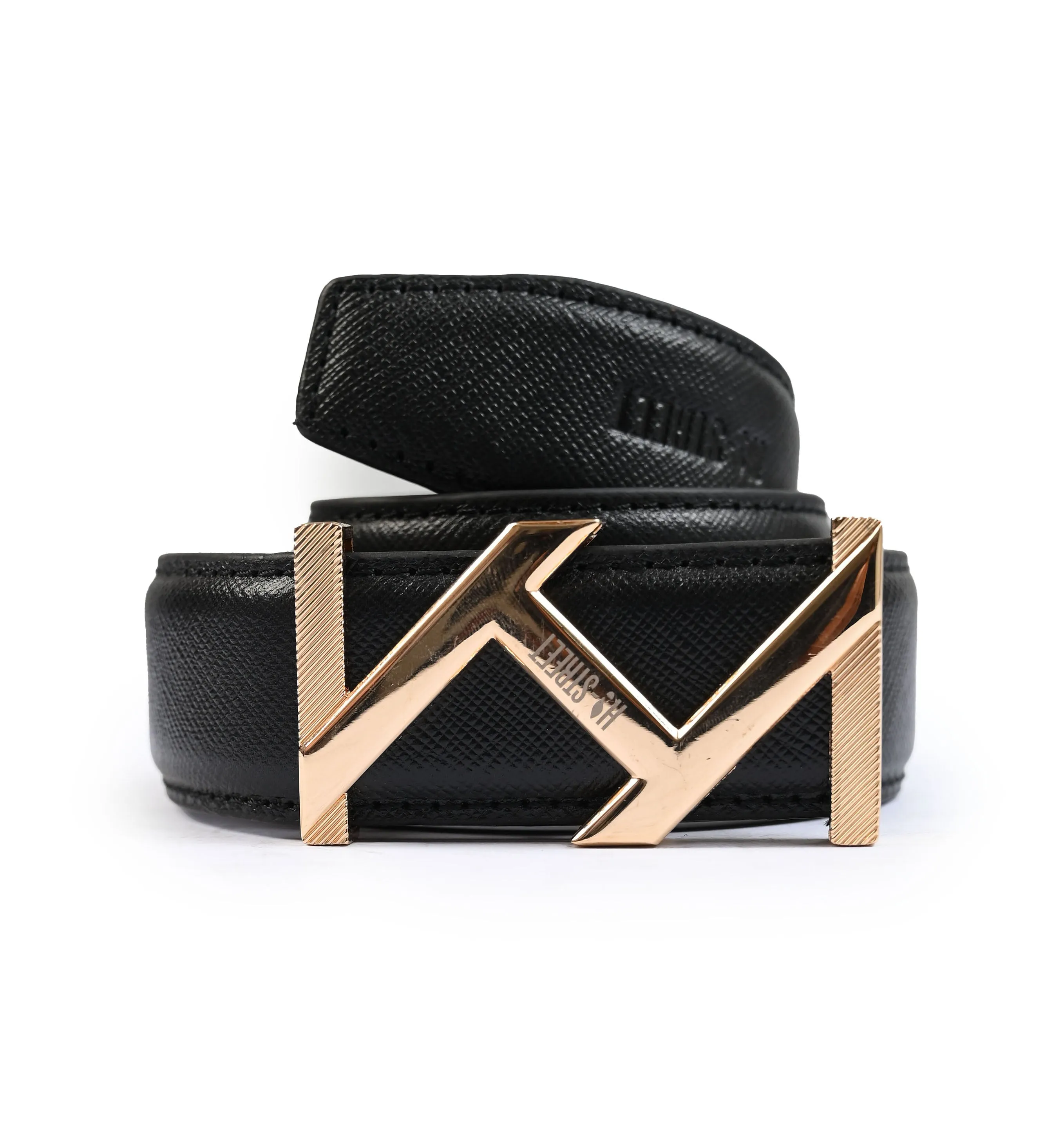 BLACK TEXTURE LEATHER BELT
