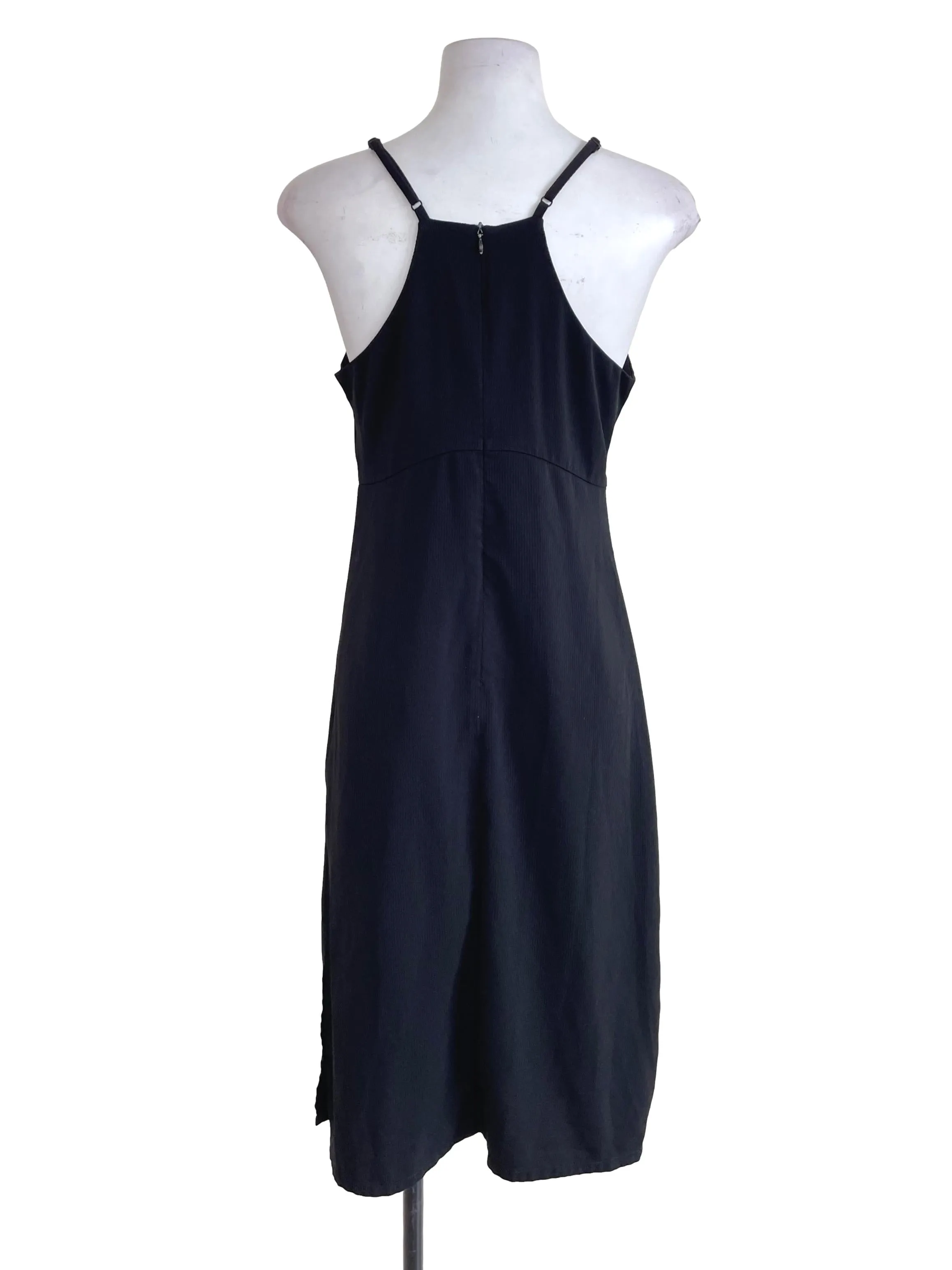 Black V Neck Slip Dress