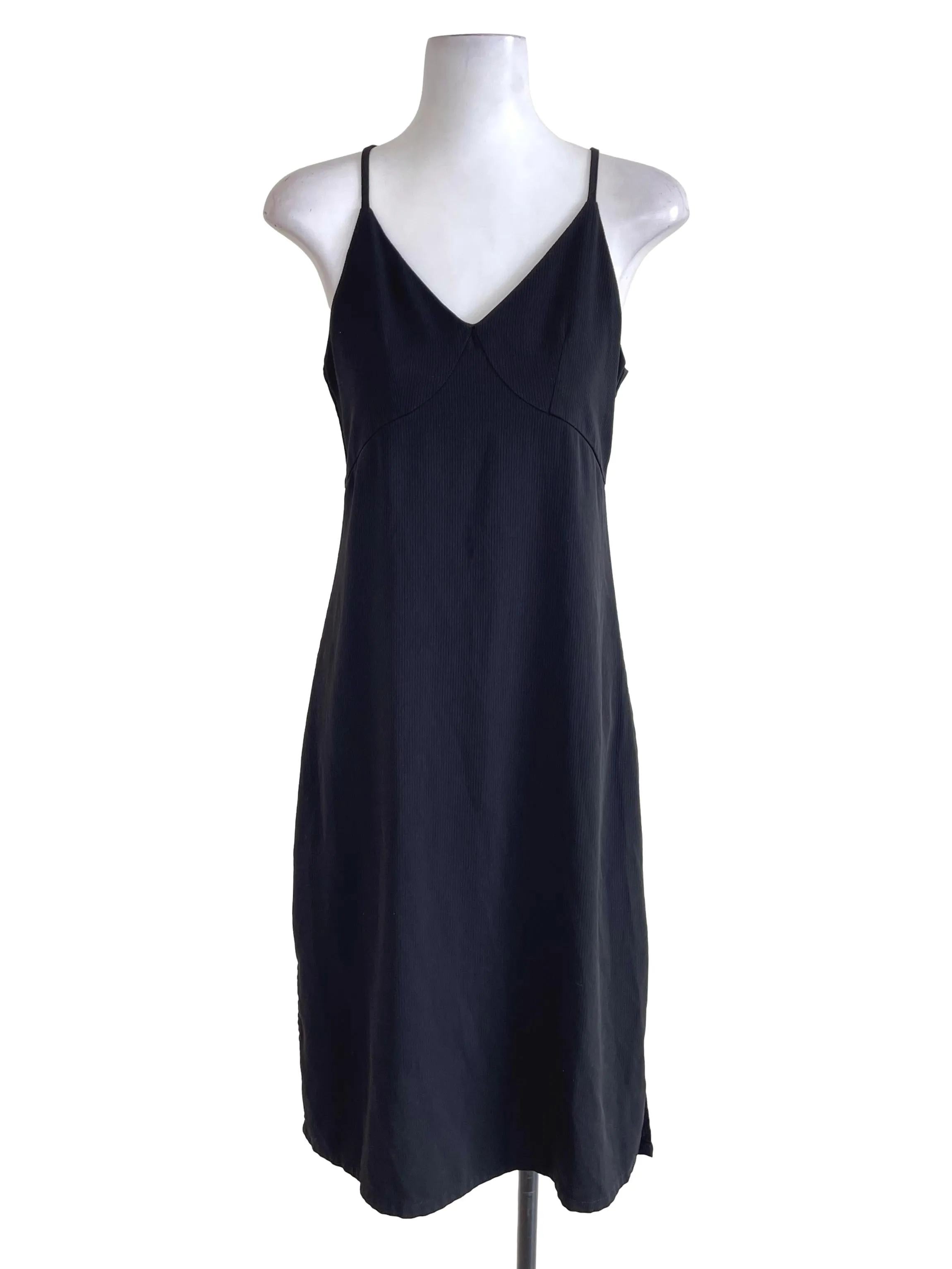Black V Neck Slip Dress