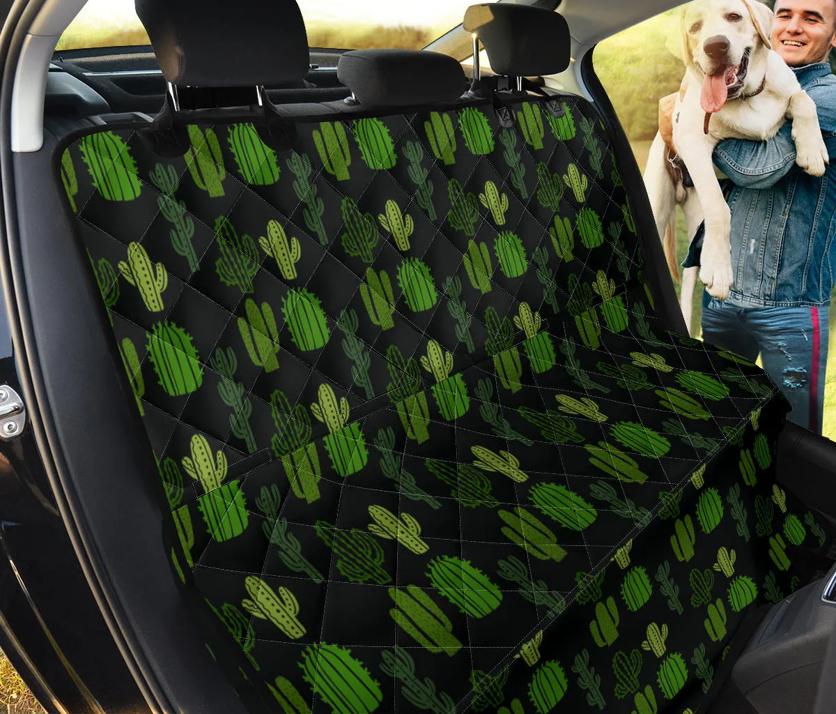 Black With Cactus Pattern Back Seat Cover For Pets
