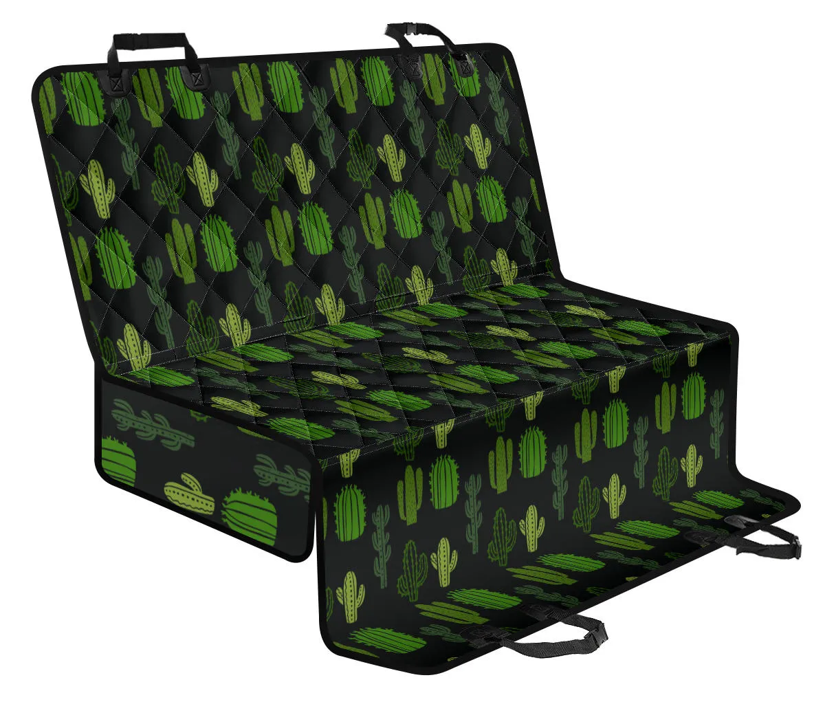 Black With Cactus Pattern Back Seat Cover For Pets