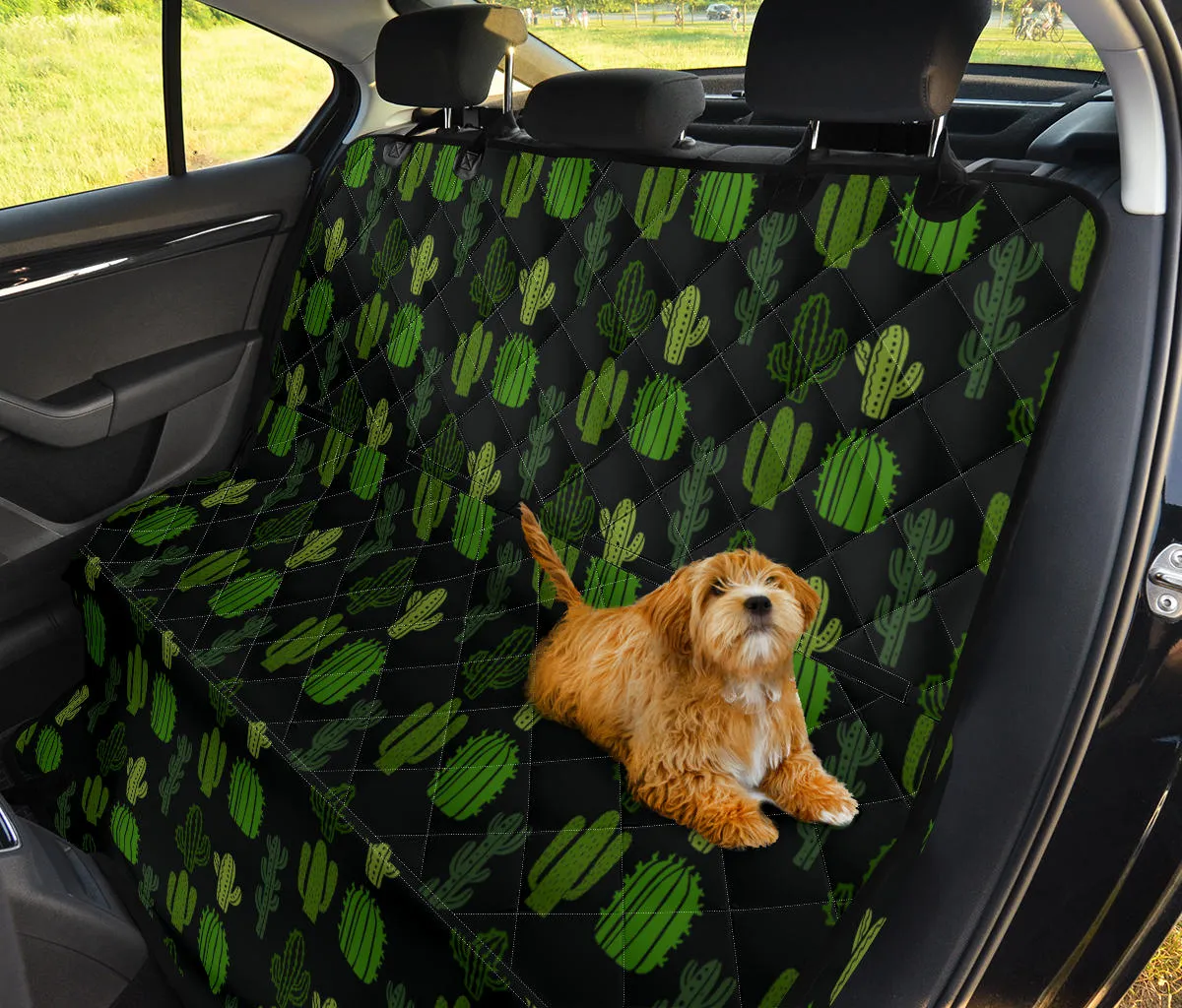 Black With Cactus Pattern Back Seat Cover For Pets