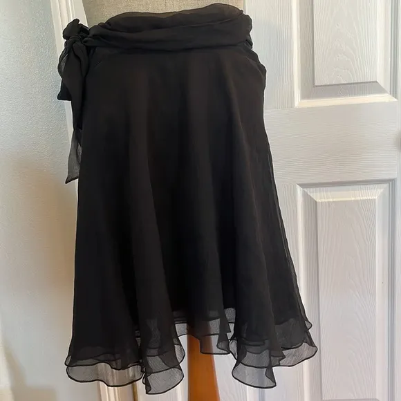 Black wrap skirt asymmetrical sheer