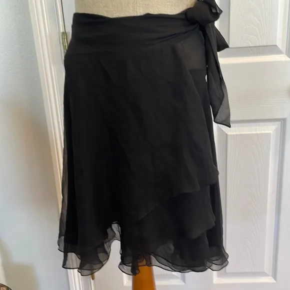 Black wrap skirt asymmetrical sheer