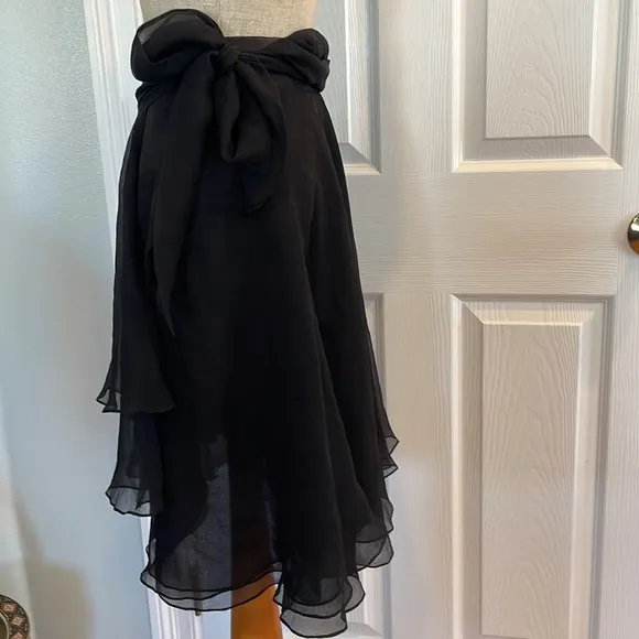 Black wrap skirt asymmetrical sheer